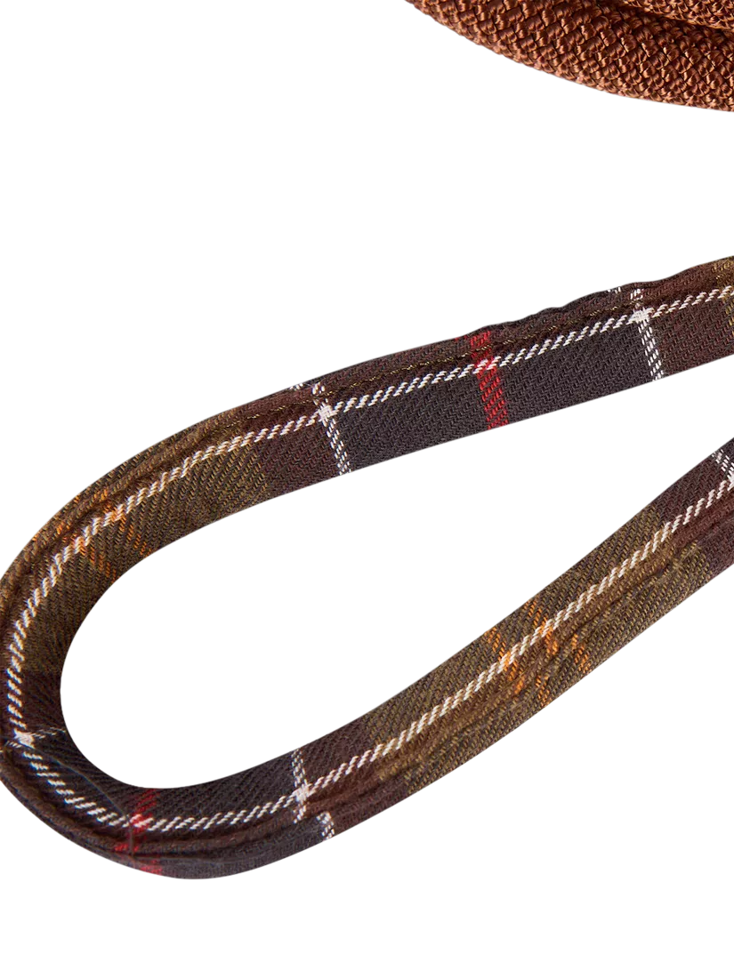 Barbour tartan dog lead with grip slip, brown (British brand)