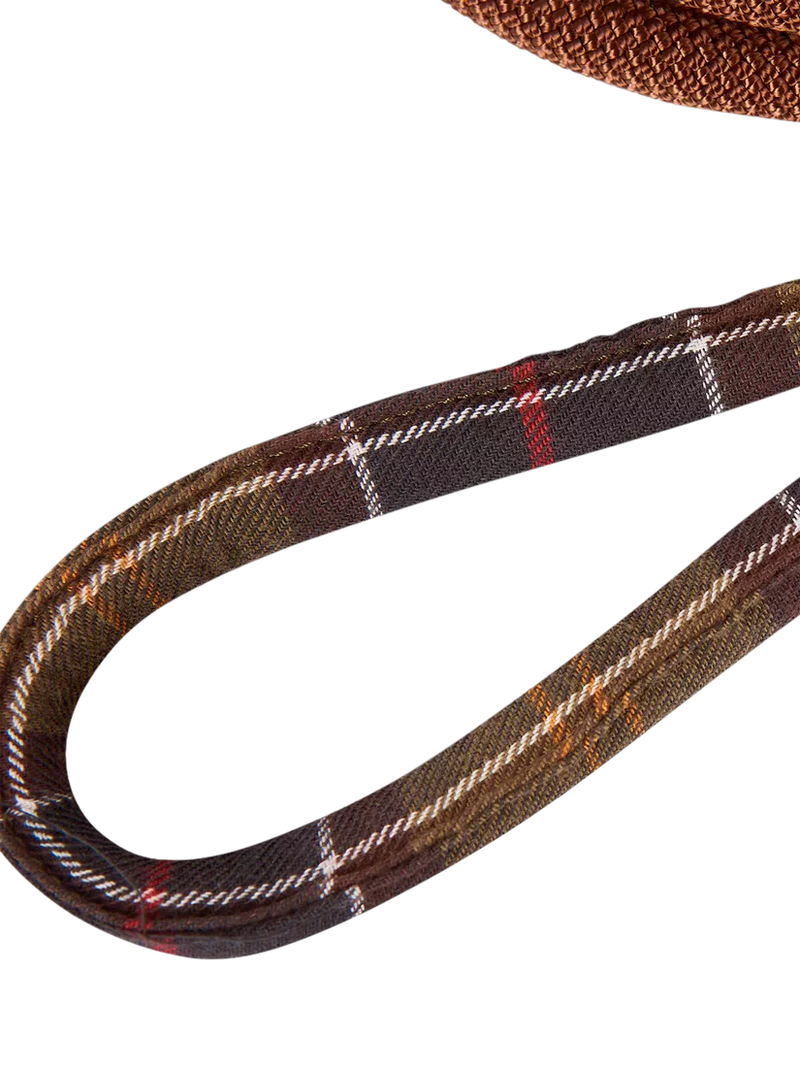 Barbour tartan dog lead with grip slip, brown (British brand)