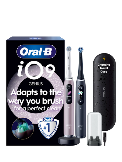 John Lewis Oral-B iO9 Electric Toothbrush Set of 2, Black & Rose Quartz- Buy online at McGrocer