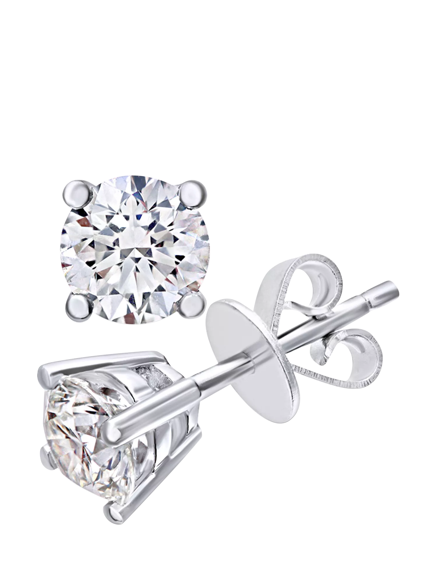 Mogul solitaire diamond stud earrings white gold 1.00ct - British product