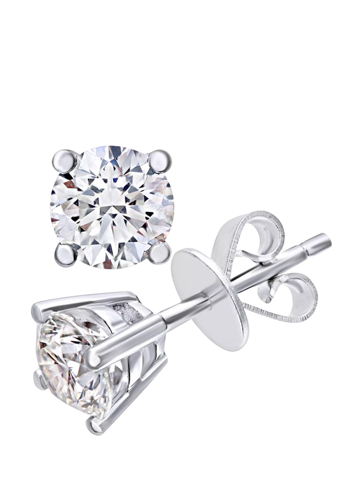 Mogul solitaire diamond stud earrings white gold 1.00ct - British product