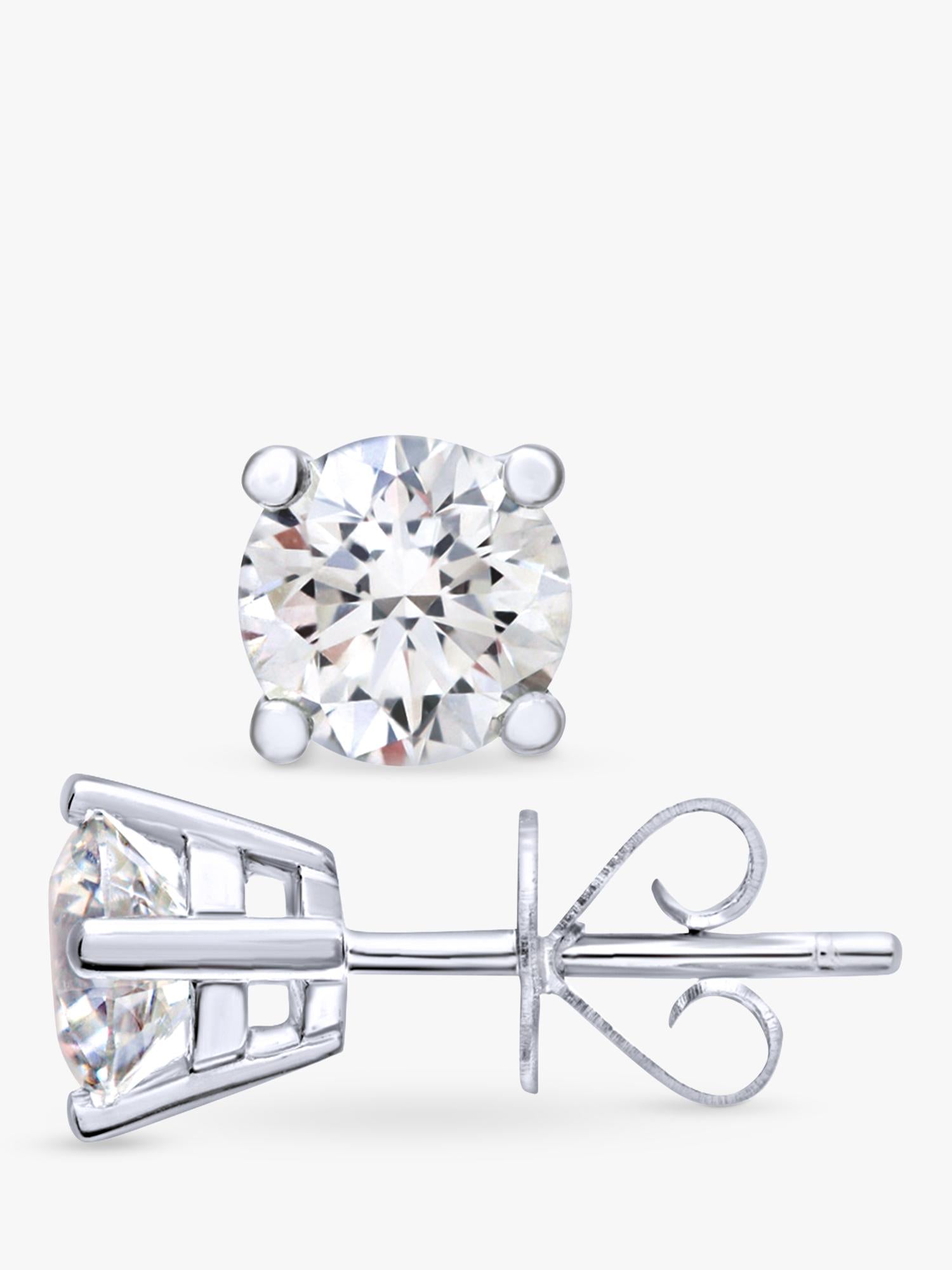 Mogul solitaire diamond stud earrings white gold 1.00ct - British product