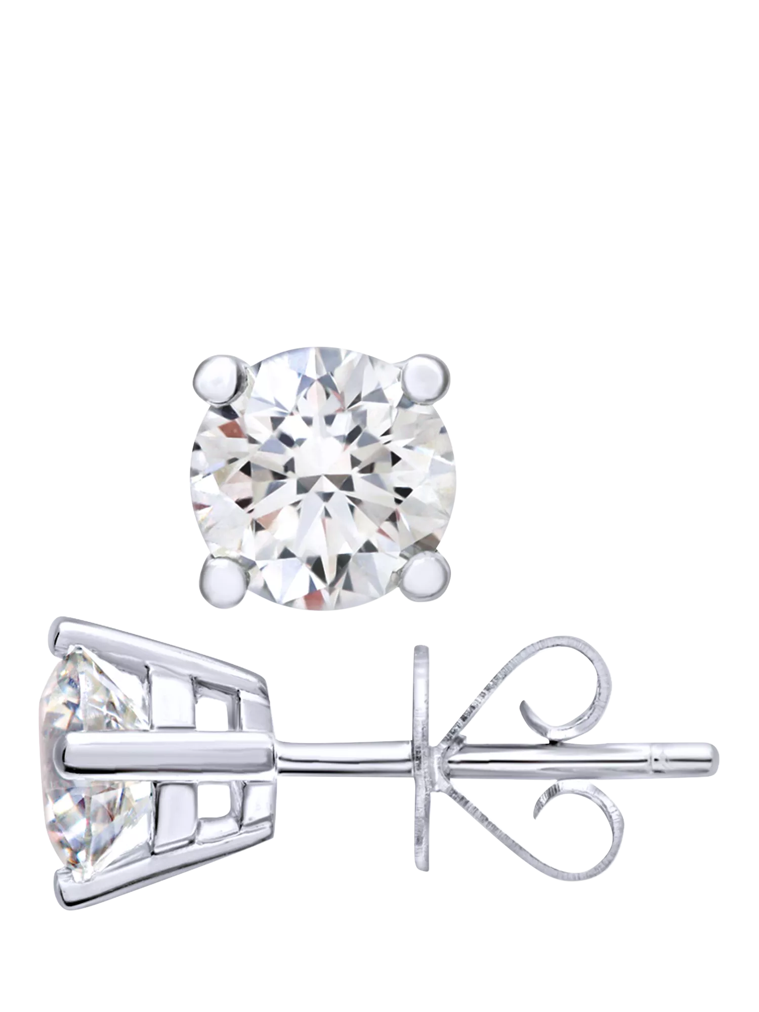 Mogul solitaire diamond stud earrings white gold 1.00ct - British product