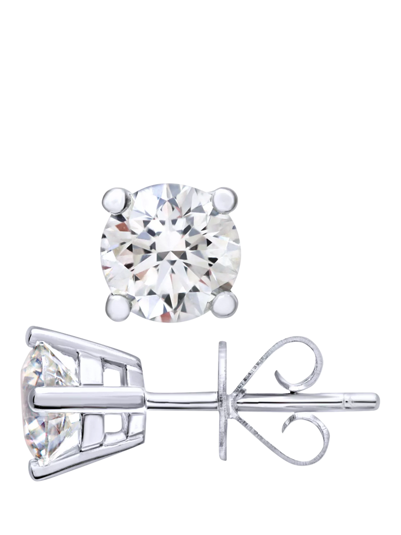 Mogul solitaire diamond stud earrings white gold 1.00ct - British product