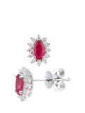 Mogul oval ruby diamond stud earrings 18ct white gold - British product