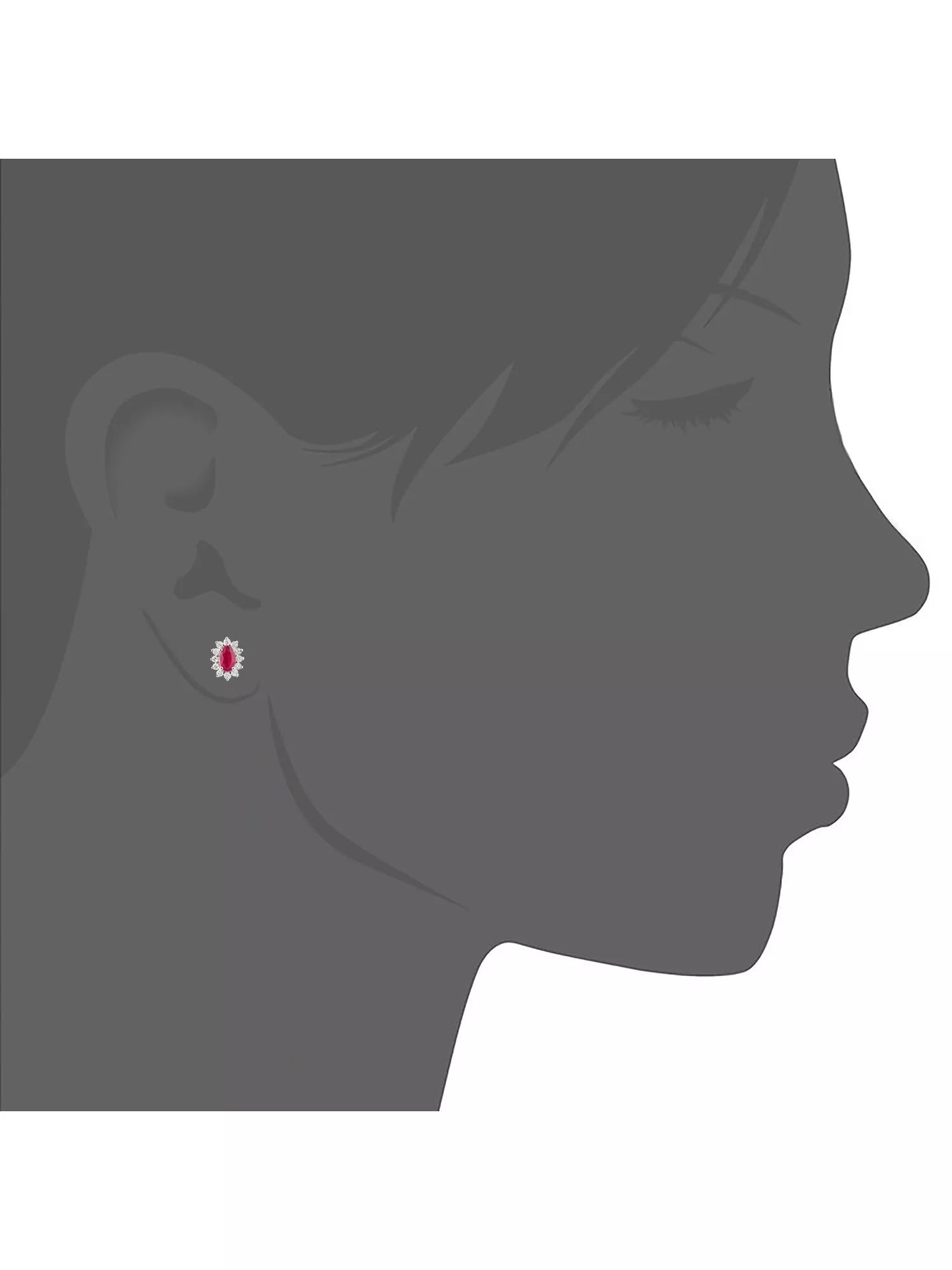 Mogul oval ruby diamond stud earrings 18ct white gold - British product