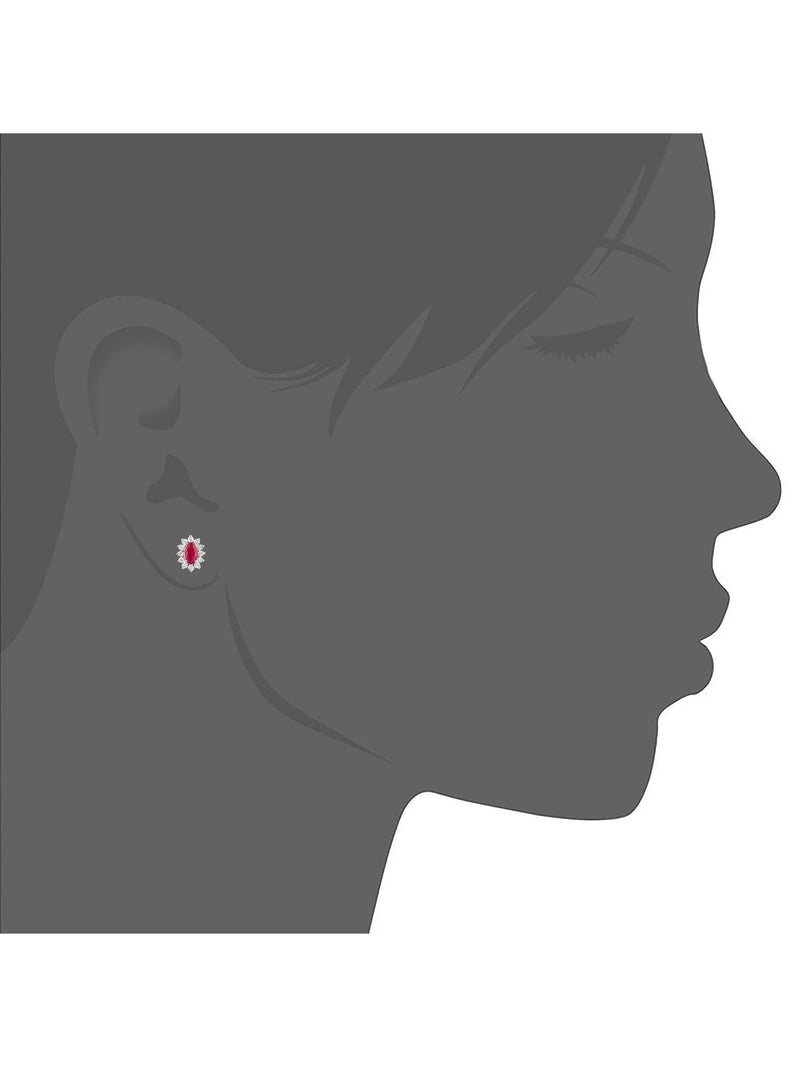 Mogul oval ruby diamond stud earrings 18ct white gold - British product