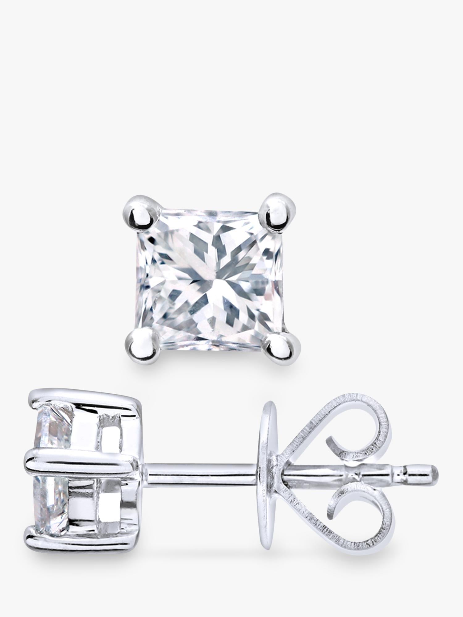 Mogul princess cut diamond stud earrings 0.50ct, UK version