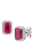 Mogul octagon ruby and diamond stud earrings 18ct white gold (British brand)