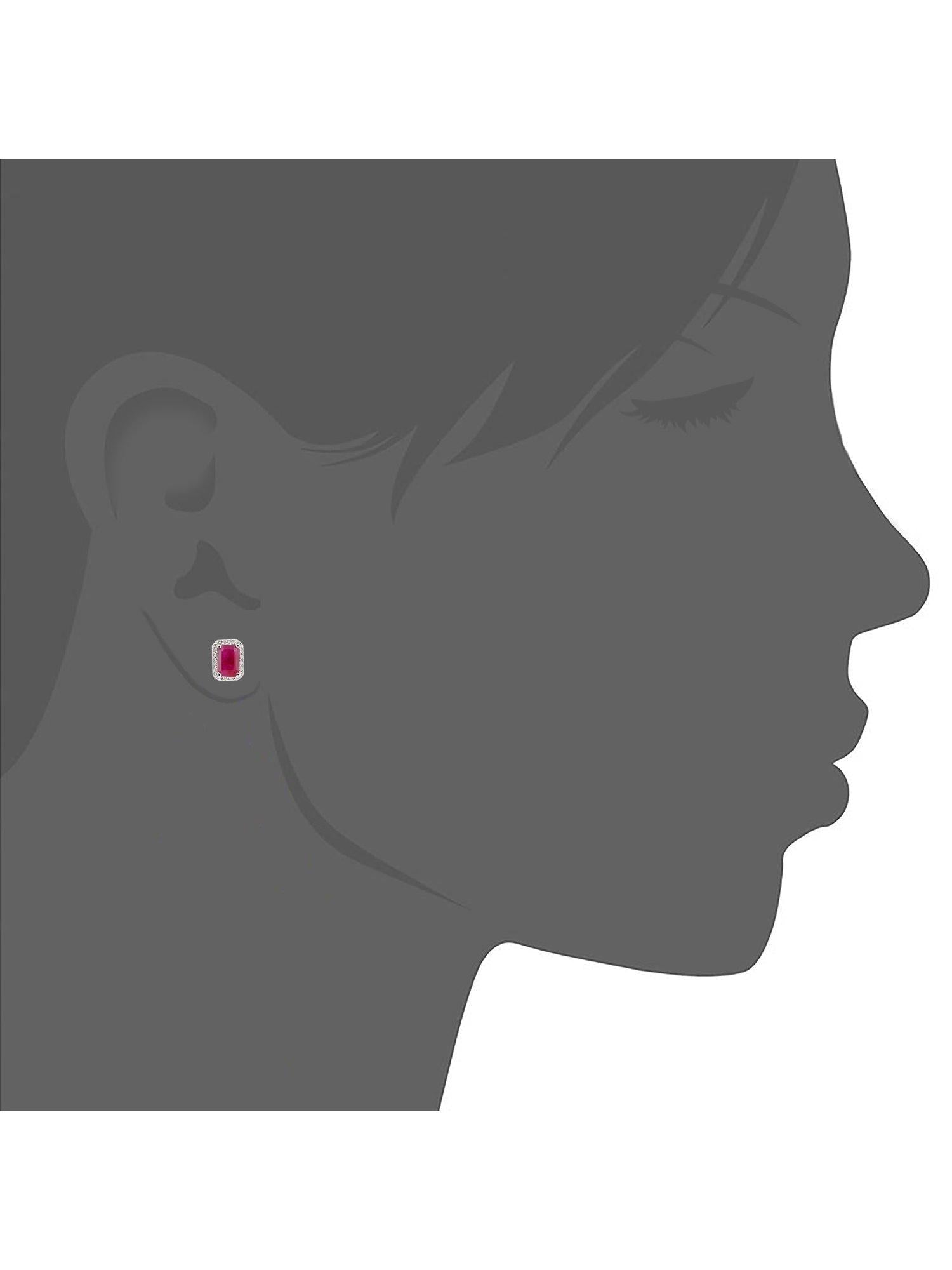 Mogul octagon ruby and diamond stud earrings 18ct white gold (British brand)