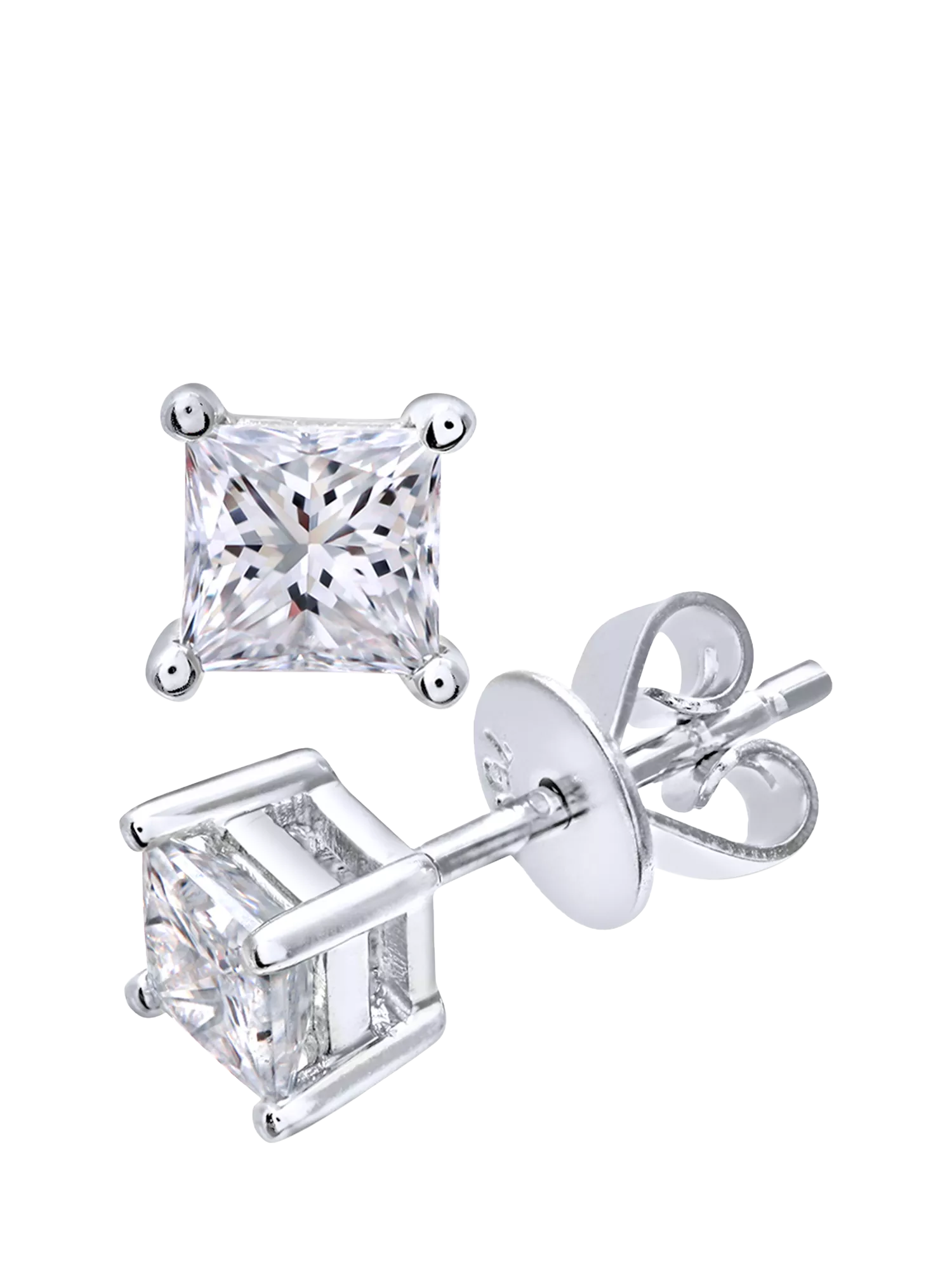 Mogul princess cut diamond stud earrings 0.75ct 18ct white gold, UK version