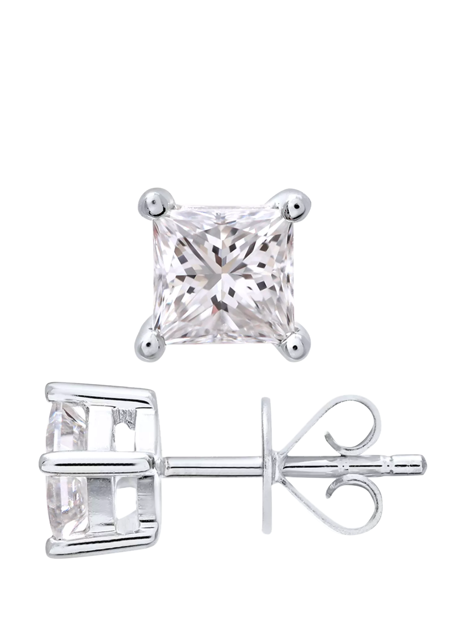 Mogul princess cut diamond stud earrings 0.75ct 18ct white gold, UK version