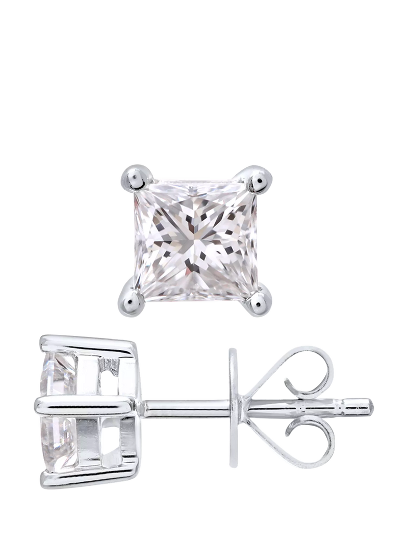 Mogul princess cut diamond stud earrings 0.75ct 18ct white gold, UK version