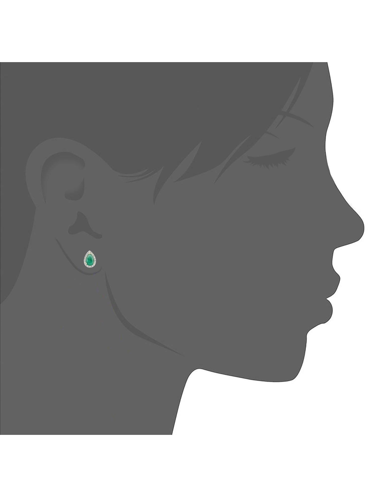Mogul pear emerald and diamond stud earrings (British brand)