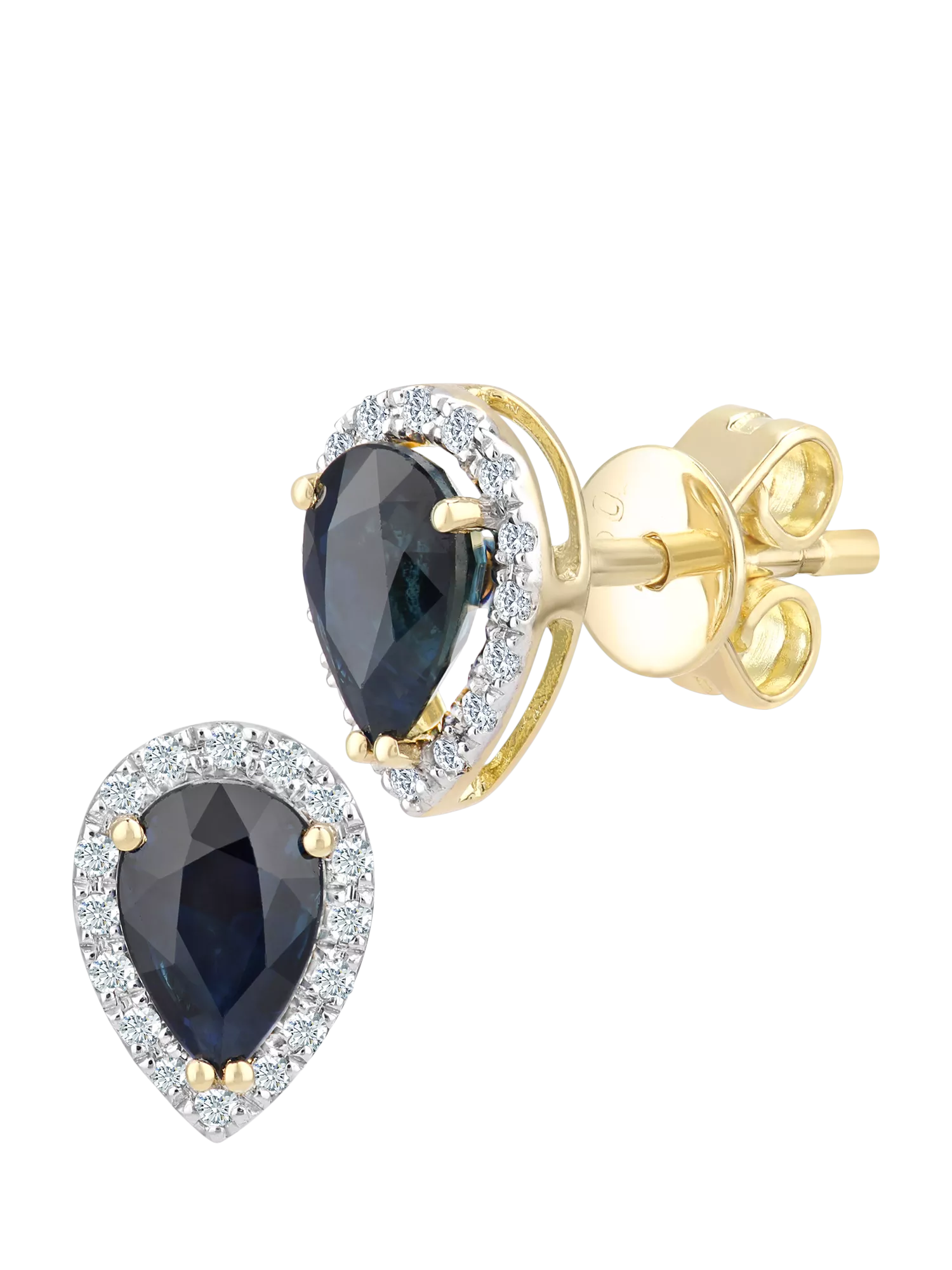 Mogul pear-shaped sapphire and diamond stud earrings 18ct gold (British brand)