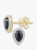 Mogul pear-shaped sapphire and diamond stud earrings 18ct gold (British brand)