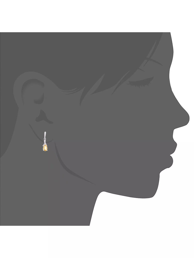 Mogul 9ct white gold citrine diamond drop earrings, UK version