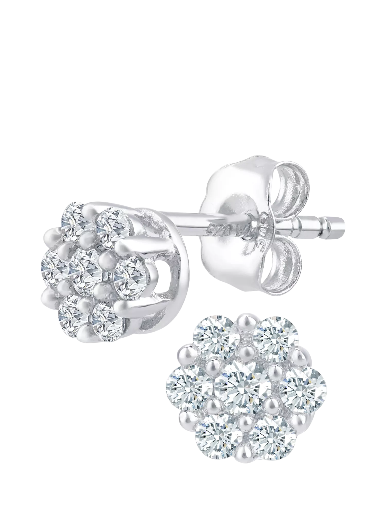 Mogul 9ct white gold cluster diamond stud earrings (British brand)