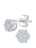 Mogul 9ct white gold cluster diamond stud earrings (British brand)