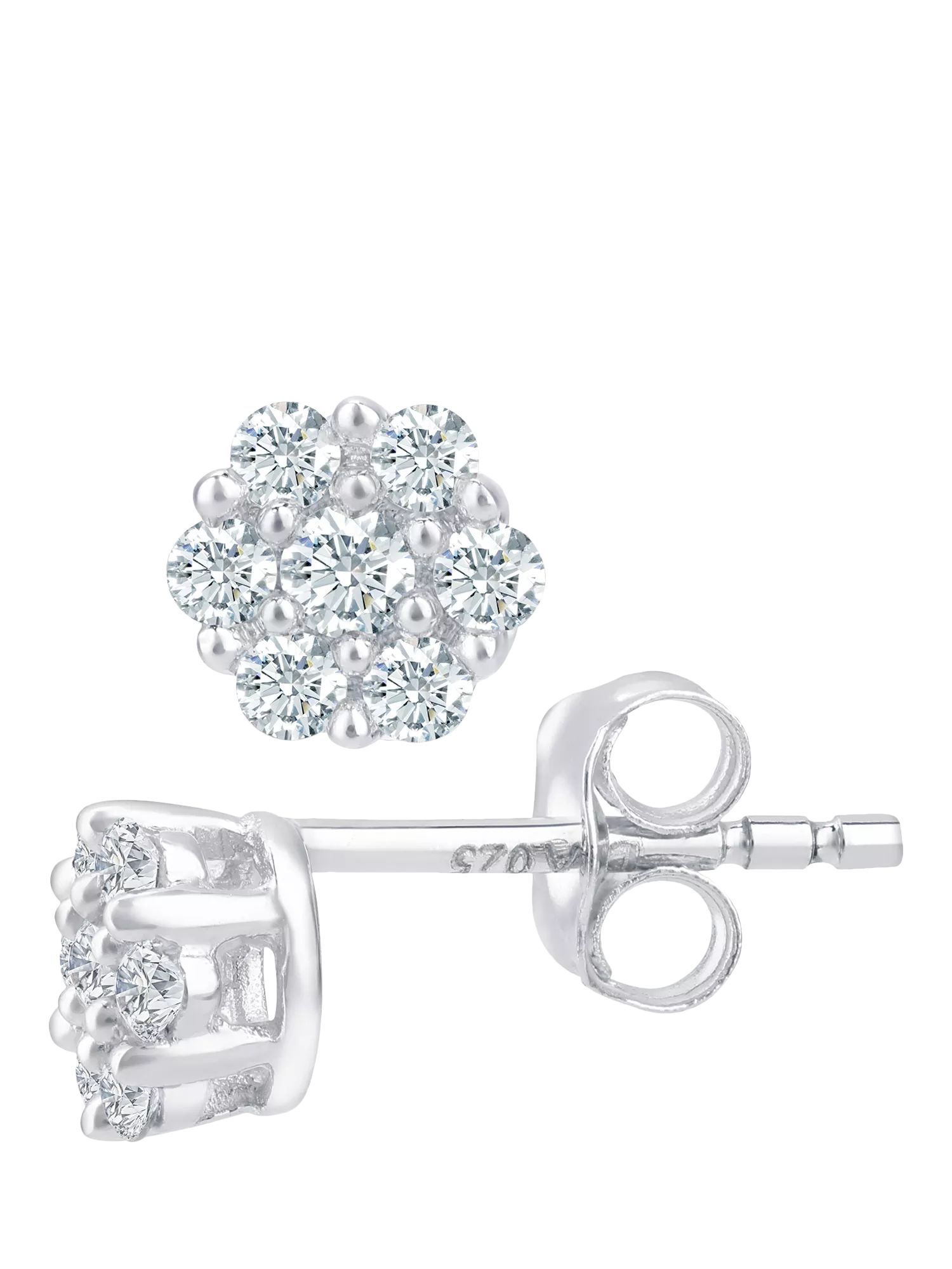 Mogul 9ct white gold cluster diamond stud earrings (British brand)