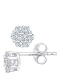 Mogul 9ct white gold cluster diamond stud earrings (British brand)