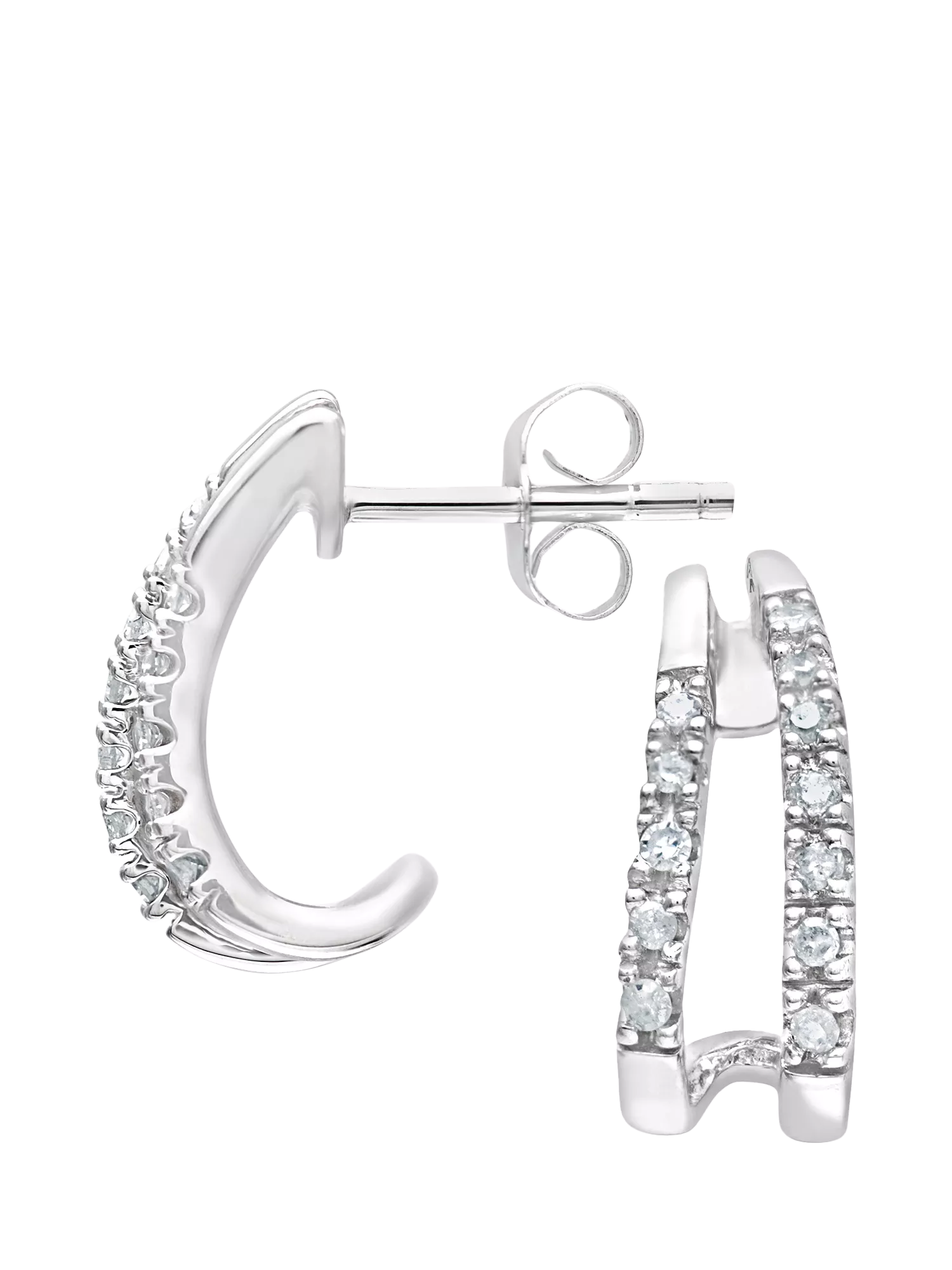 Mogul diamond huggie earrings 9ct white gold, UK version
