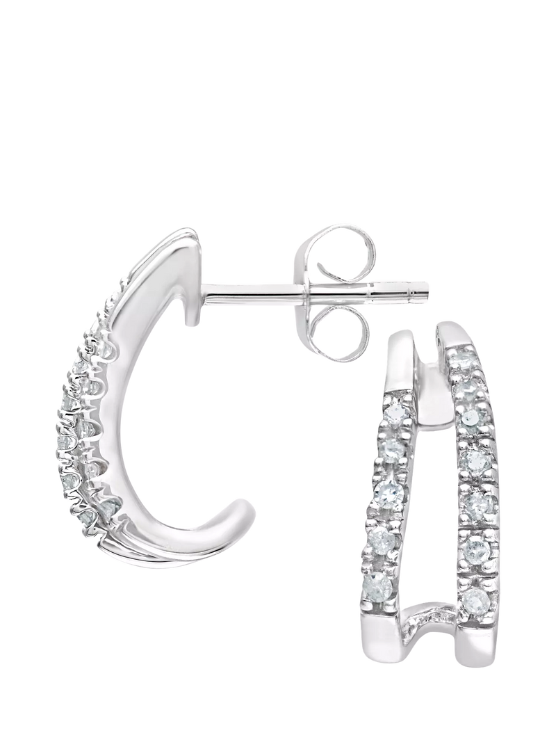 Mogul diamond huggie earrings 9ct white gold, UK version