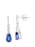 Mogul tanzanite diamond drop earrings 9ct white gold, imported from the UK
