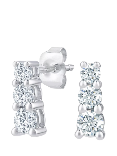 John Lewis Mogul 9ct White Gold Trilogy Diamond Stud Earrings- Buy online at McGrocer