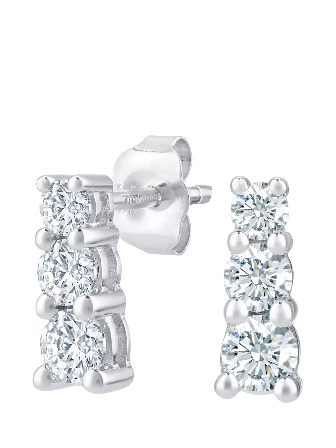 Mogul 9ct white gold trilogy diamond stud earrings 0.50ct (British brand)