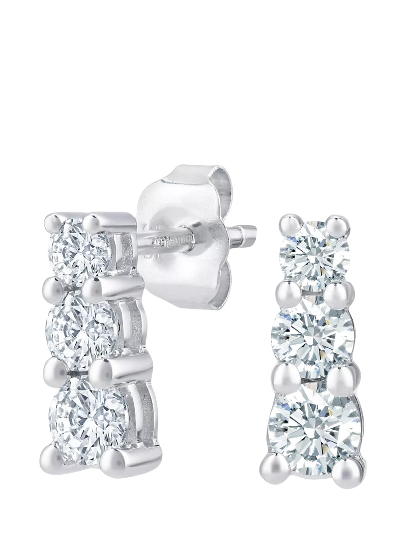 Mogul 9ct white gold trilogy diamond stud earrings 0.50ct (British brand)