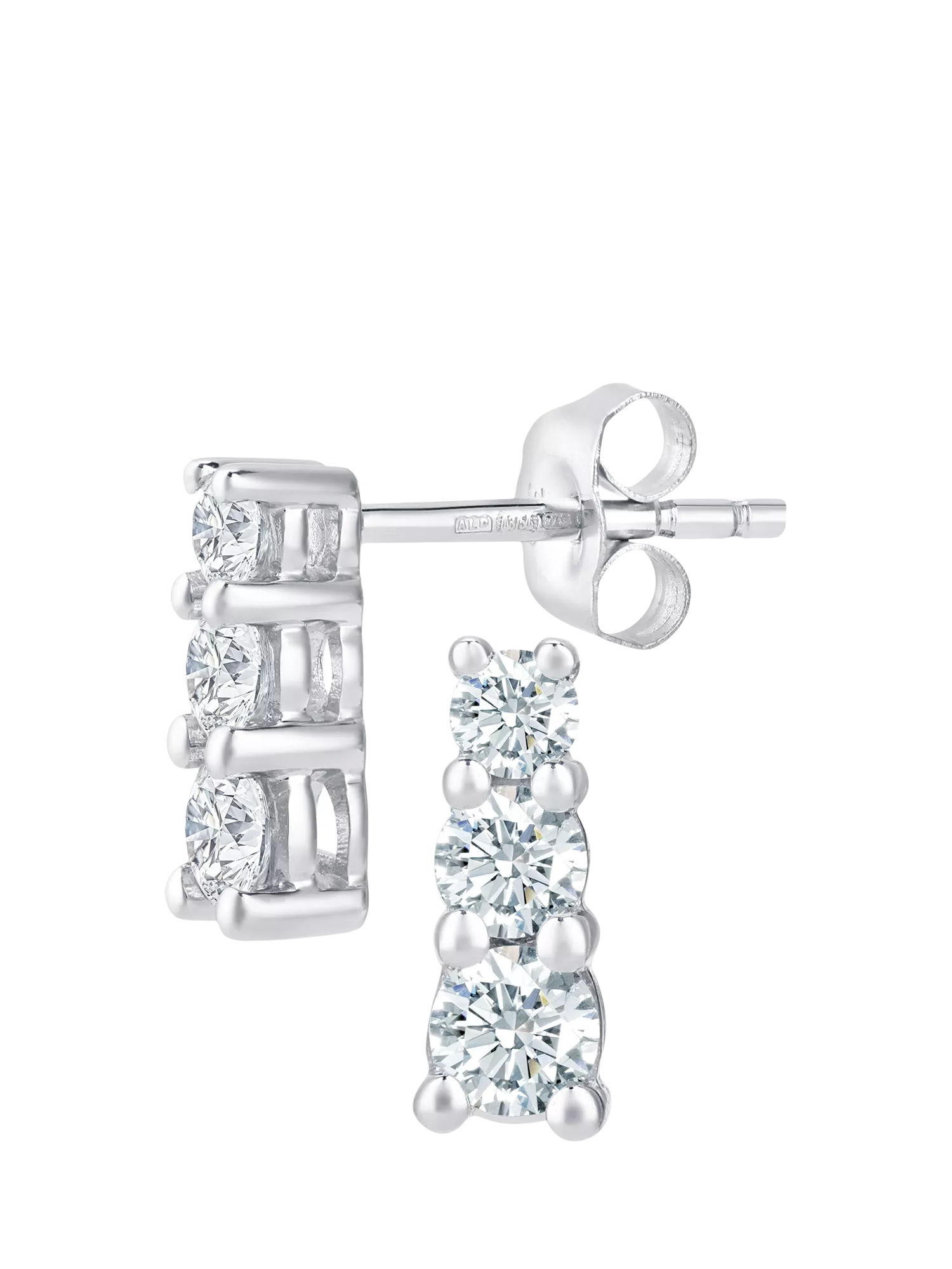 Mogul 9ct white gold trilogy diamond stud earrings 0.50ct (British brand)