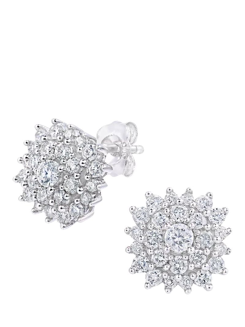 Mogul diamond cluster stud earrings 9ct white gold - British product