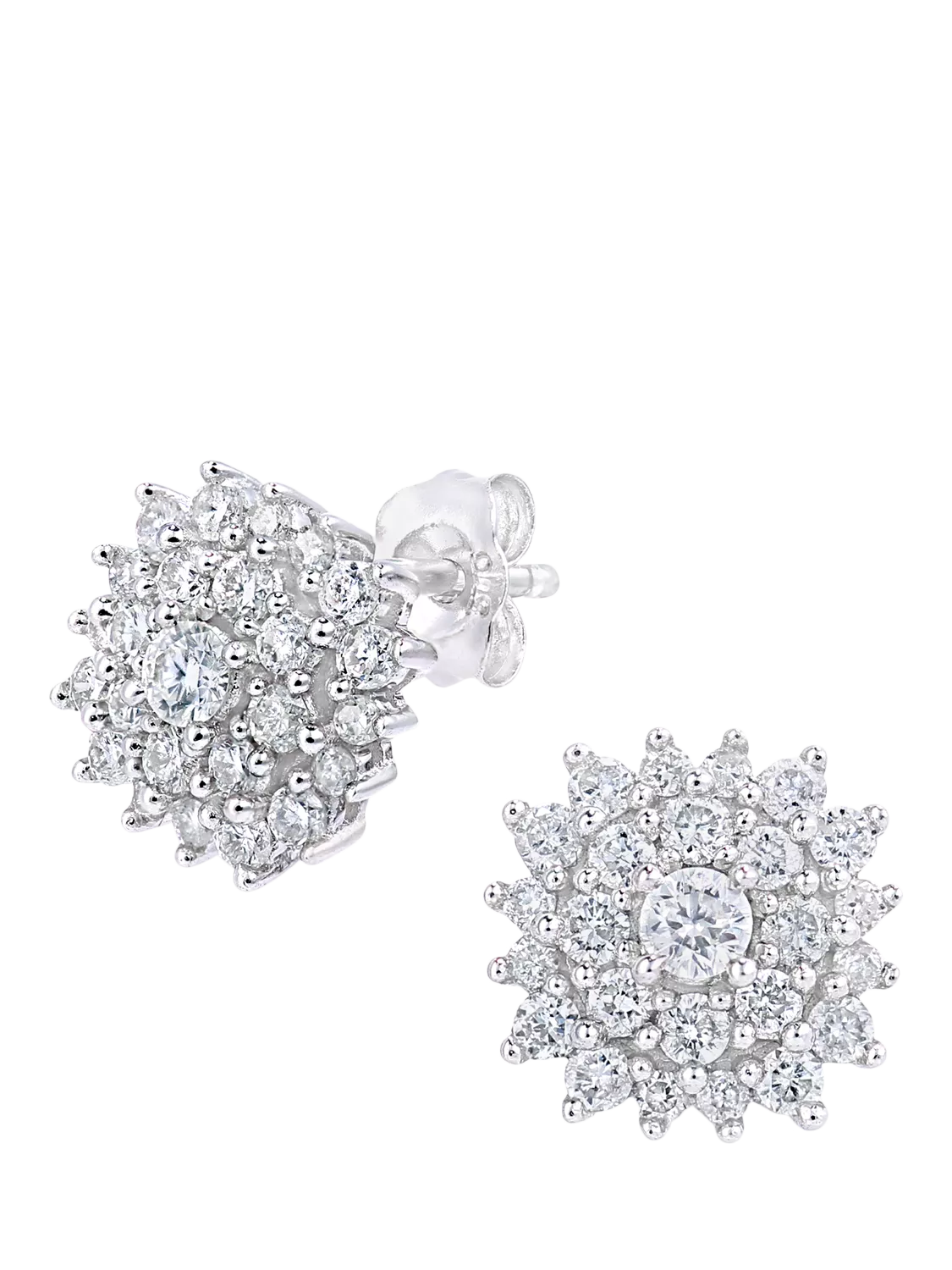 Mogul diamond cluster stud earrings 9ct white gold - British product