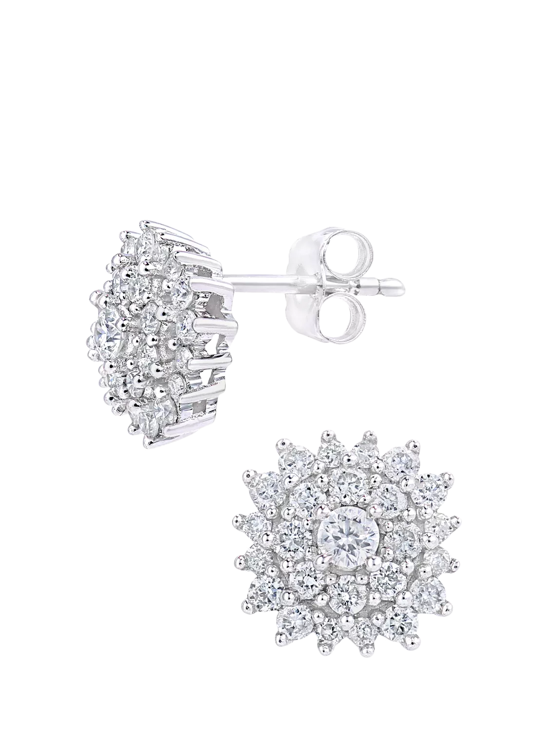 Mogul diamond cluster stud earrings 9ct white gold - British product