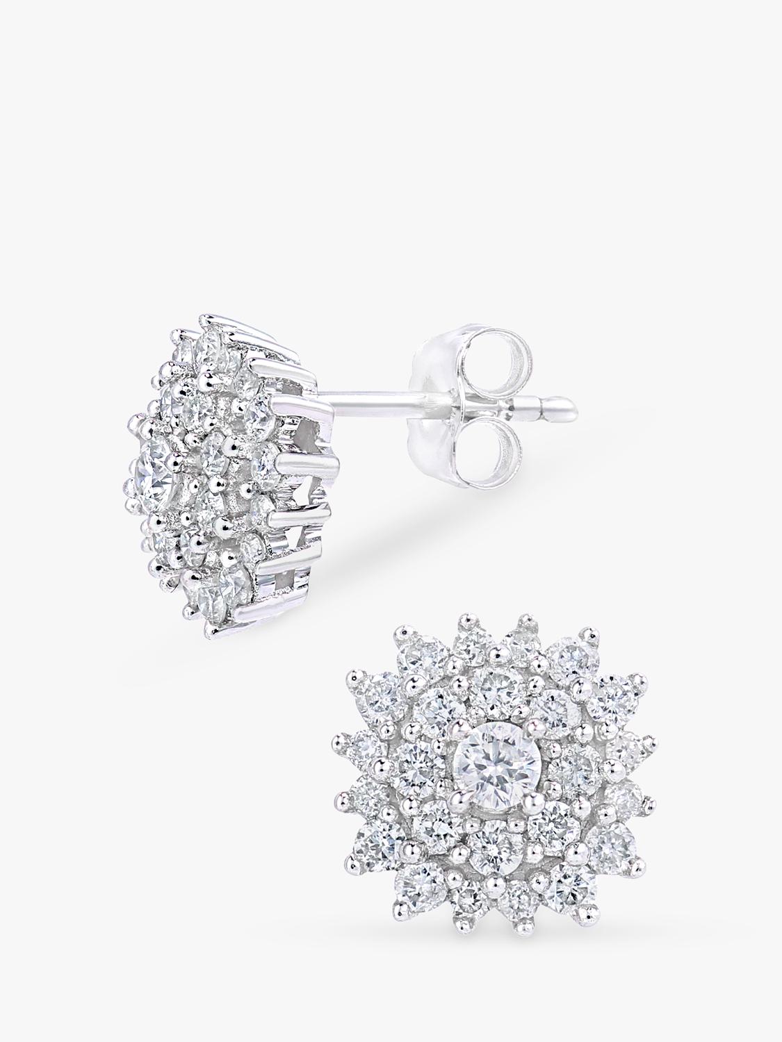Mogul diamond cluster stud earrings 9ct white gold - British product