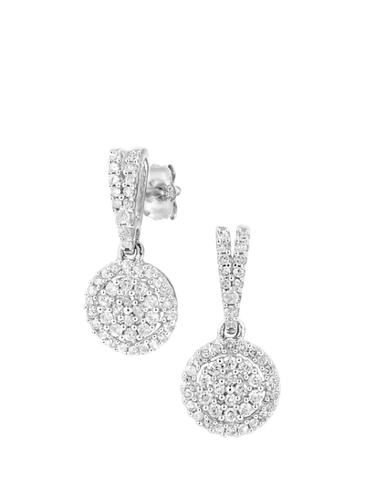 John Lewis Mogul 9ct White Gold Diamond Halo Drop Earrings- Buy online at McGrocer