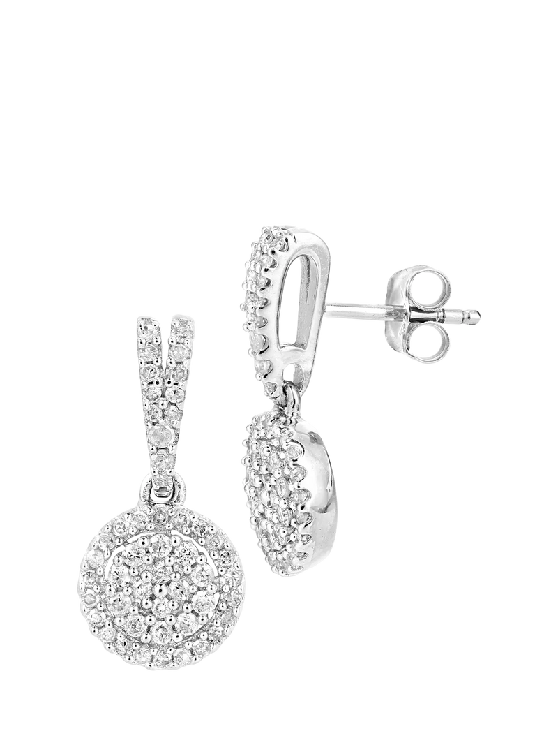 Mogul 9ct white gold diamond drop earrings, imported from the UK