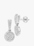 Mogul 9ct white gold diamond drop earrings, imported from the UK