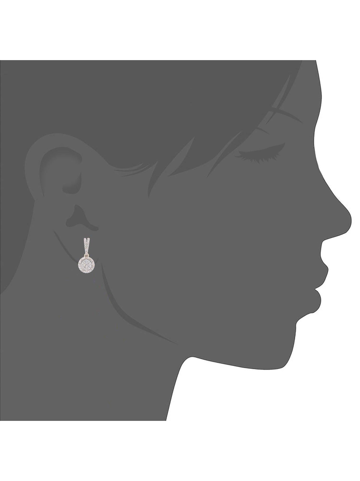 Mogul 9ct white gold diamond drop earrings, imported from the UK