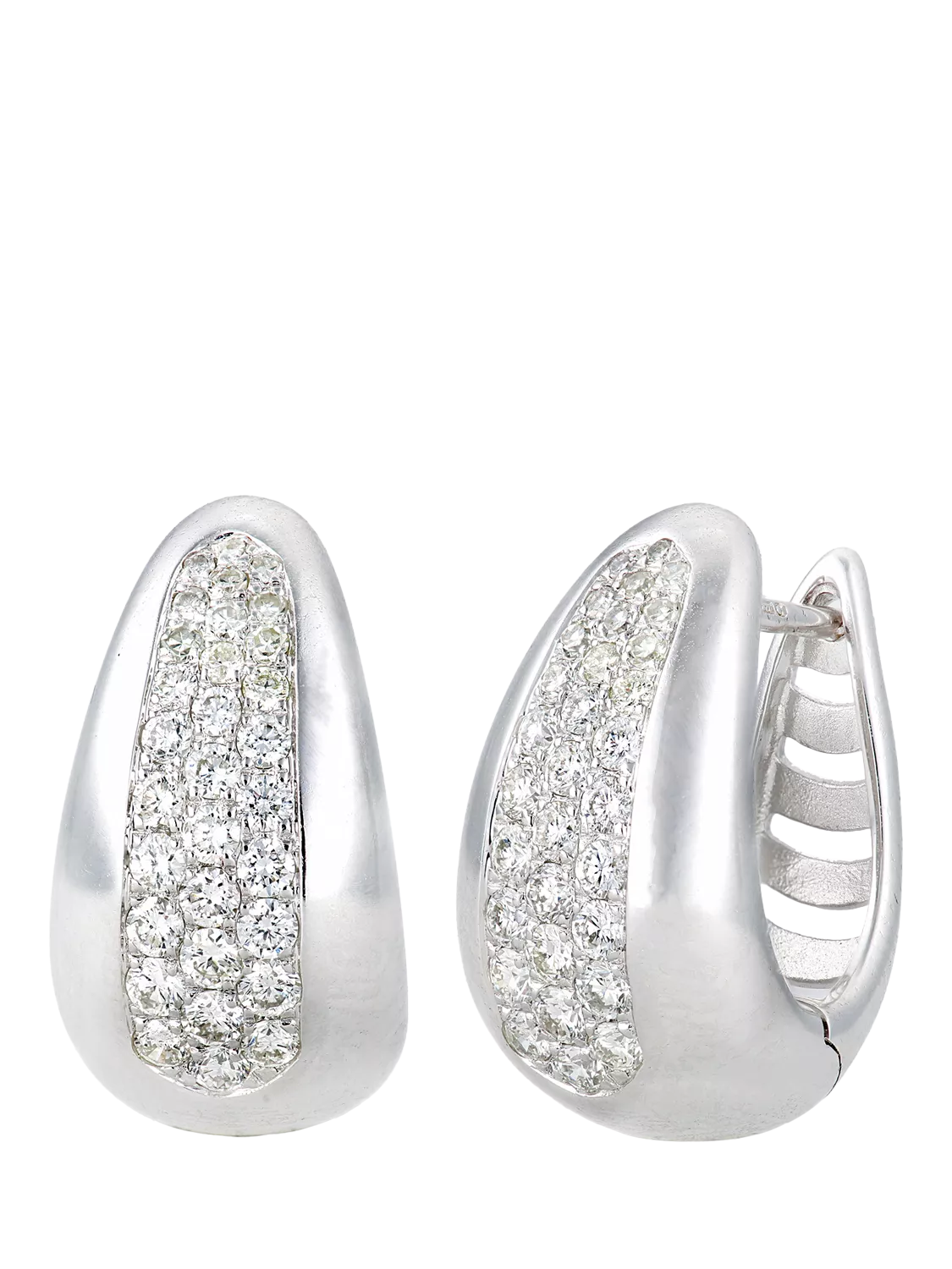 Mogul 9ct white gold curved diamond huggie earrings (British brand)