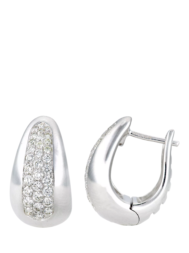 Mogul 9ct white gold curved diamond huggie earrings (British brand)