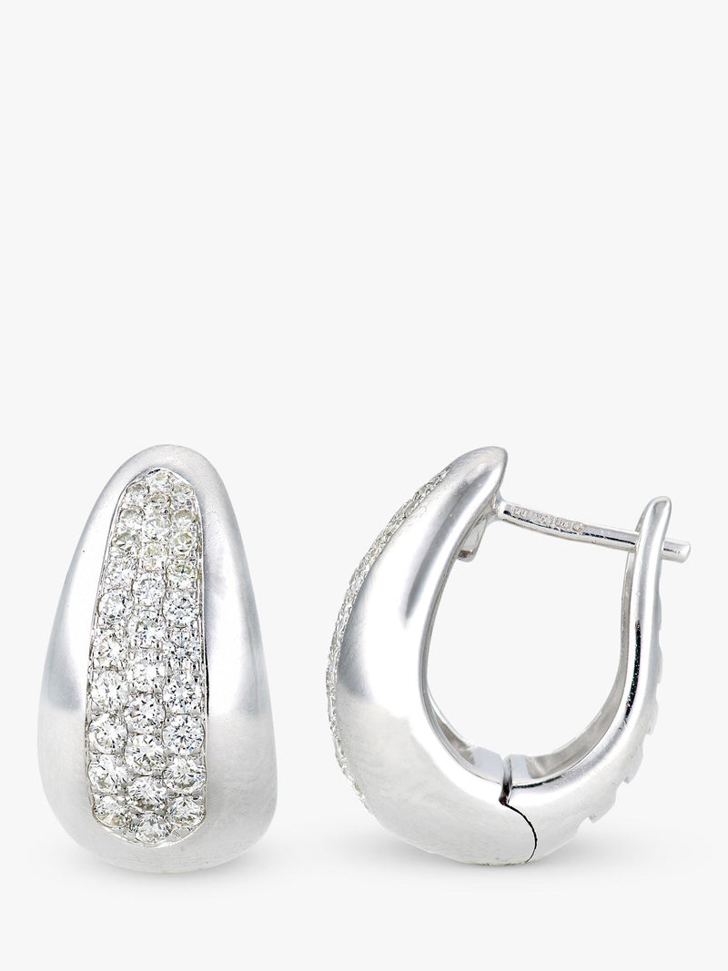 Mogul 9ct white gold curved diamond huggie earrings (British brand)