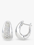 Mogul 9ct white gold curved diamond huggie earrings (British brand)