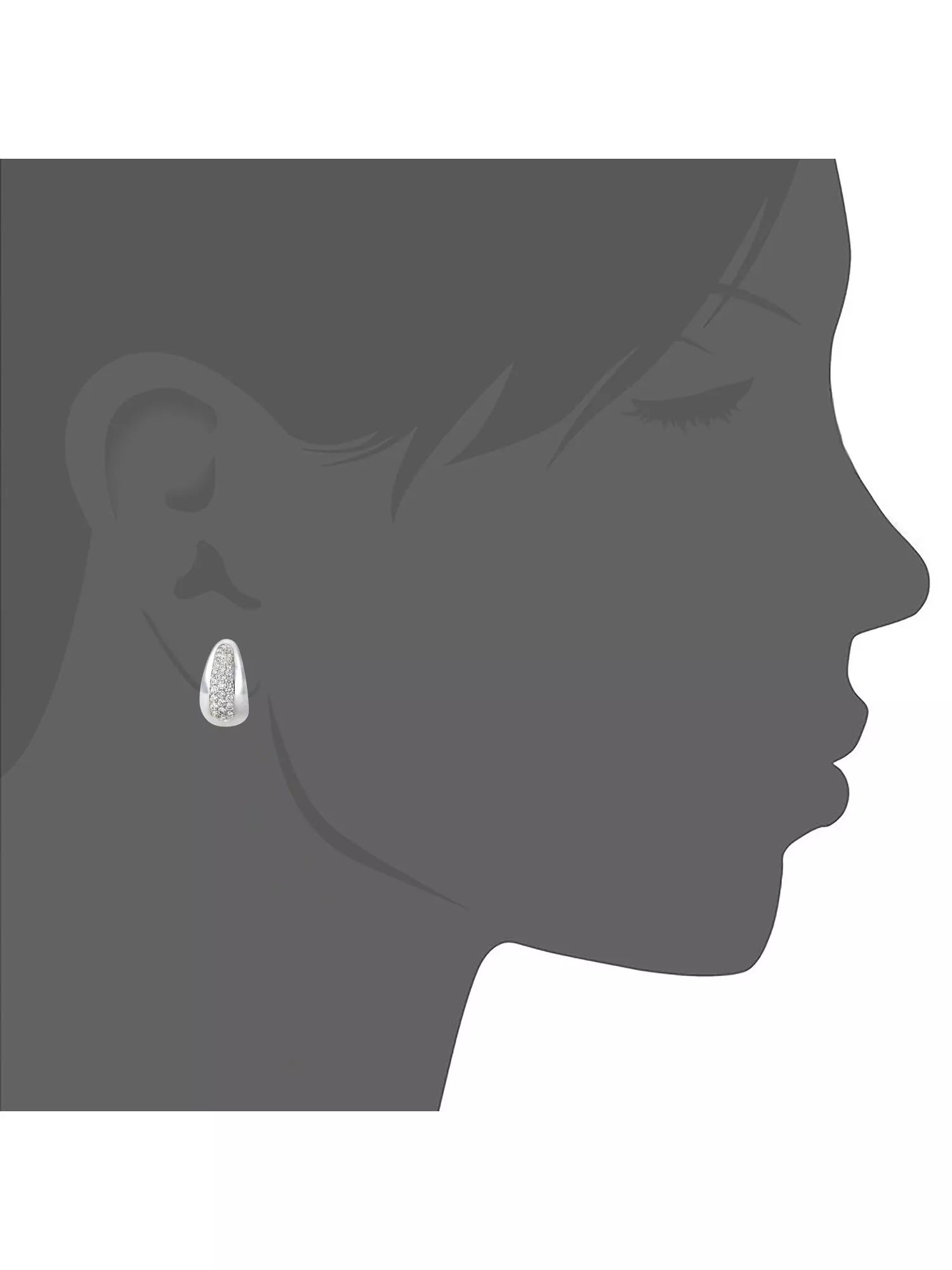 Mogul 9ct white gold curved diamond huggie earrings (British brand)
