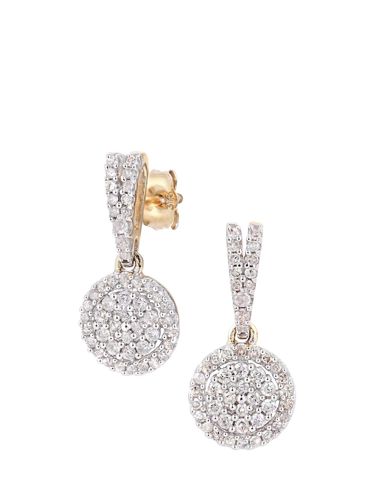 Mogul diamond drop earrings 9ct yellow gold 0.50ct - British product