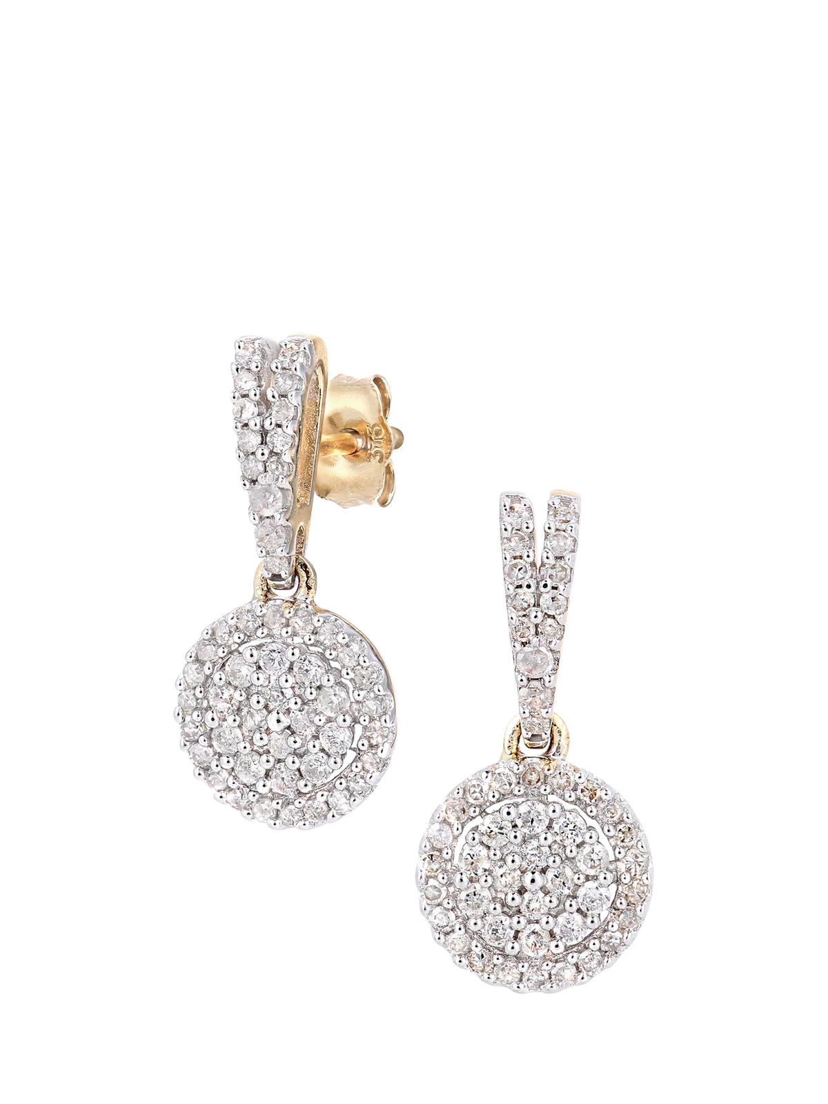 Mogul diamond drop earrings 9ct yellow gold 0.50ct - British product
