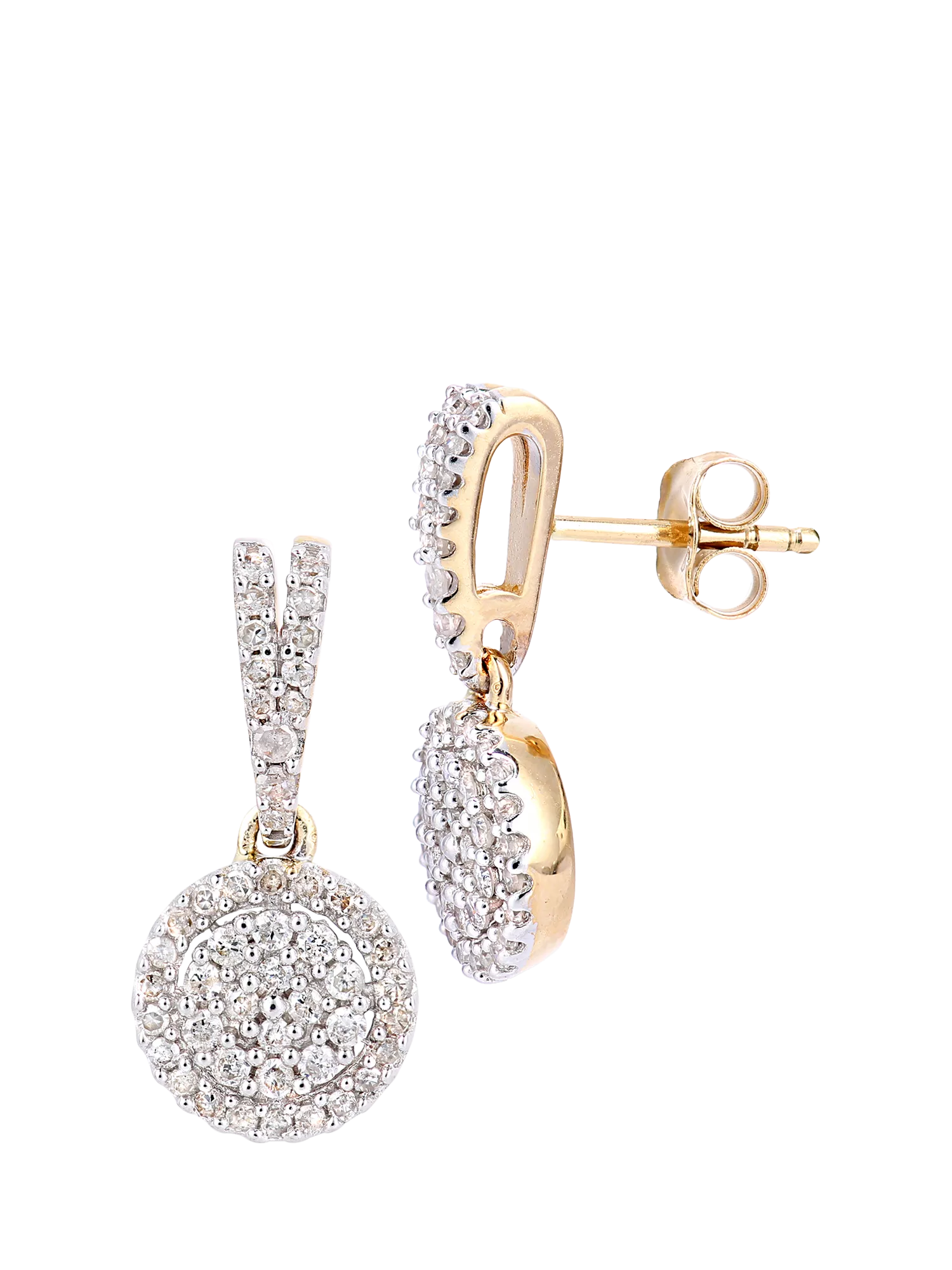 Mogul diamond drop earrings 9ct yellow gold 0.50ct - British product