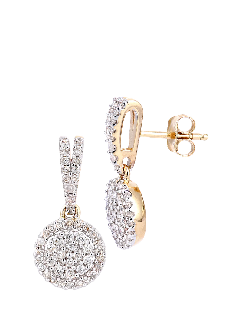 Mogul diamond drop earrings 9ct yellow gold 0.50ct - British product