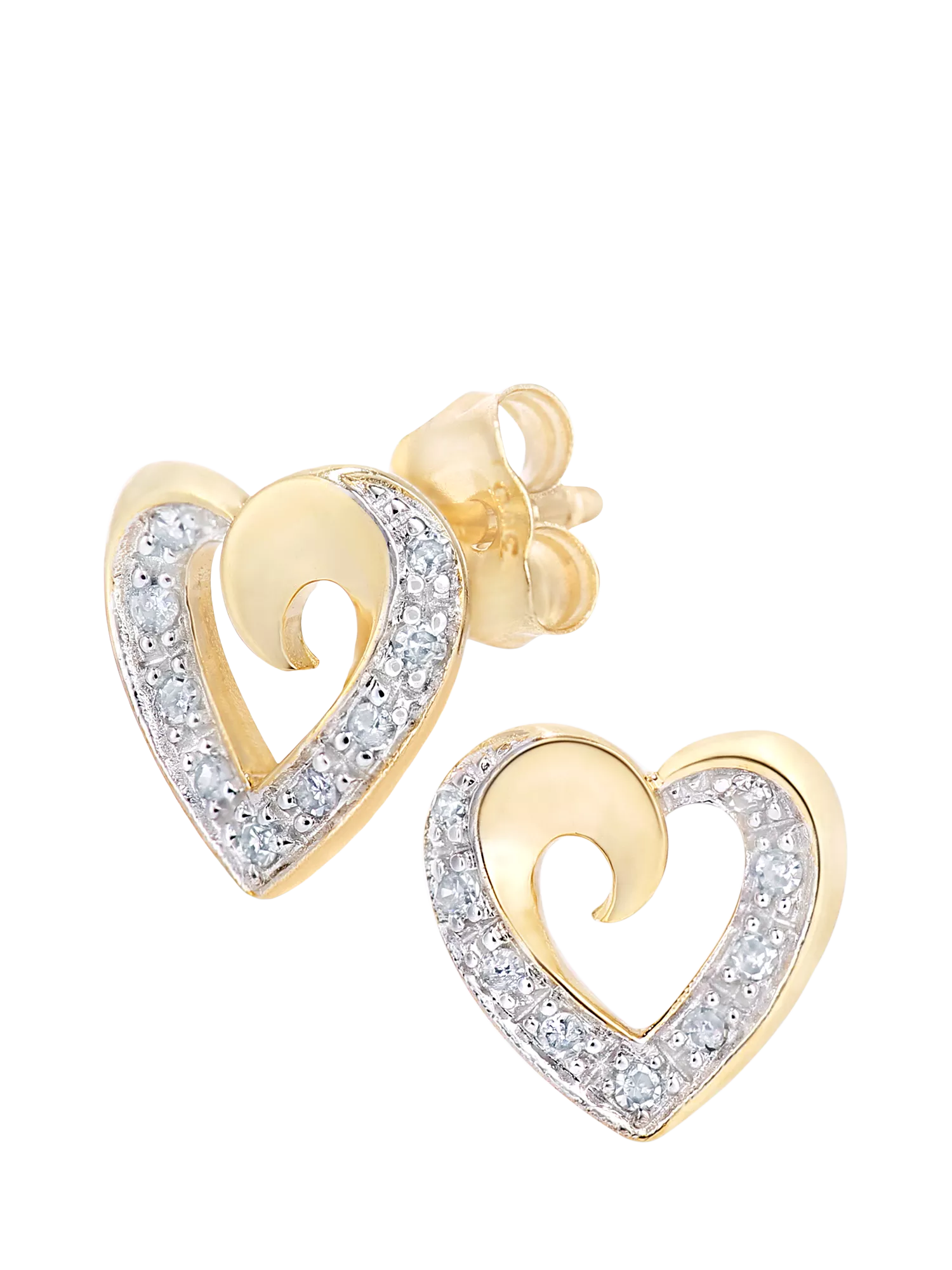 Mogul 9ct yellow gold diamond heart pendant and earring set 2.70g, imported from the UK